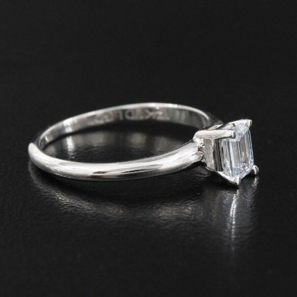 Size 7 14K White Gold 0.55 ct Lab Grown Emerald Cut Diamond Ring - Picture 3 of 7
